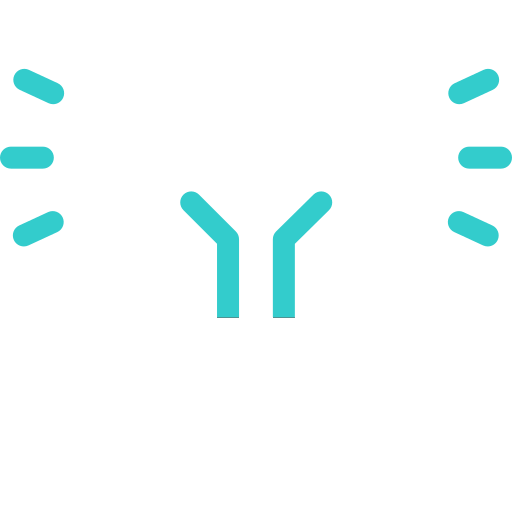 Abstract 'bright idea' light bulb featuring a symmetrical, minimalist shape in turquoise.