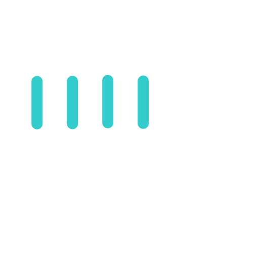 Delivery truck with four vertical teal lines inside the cargo area.